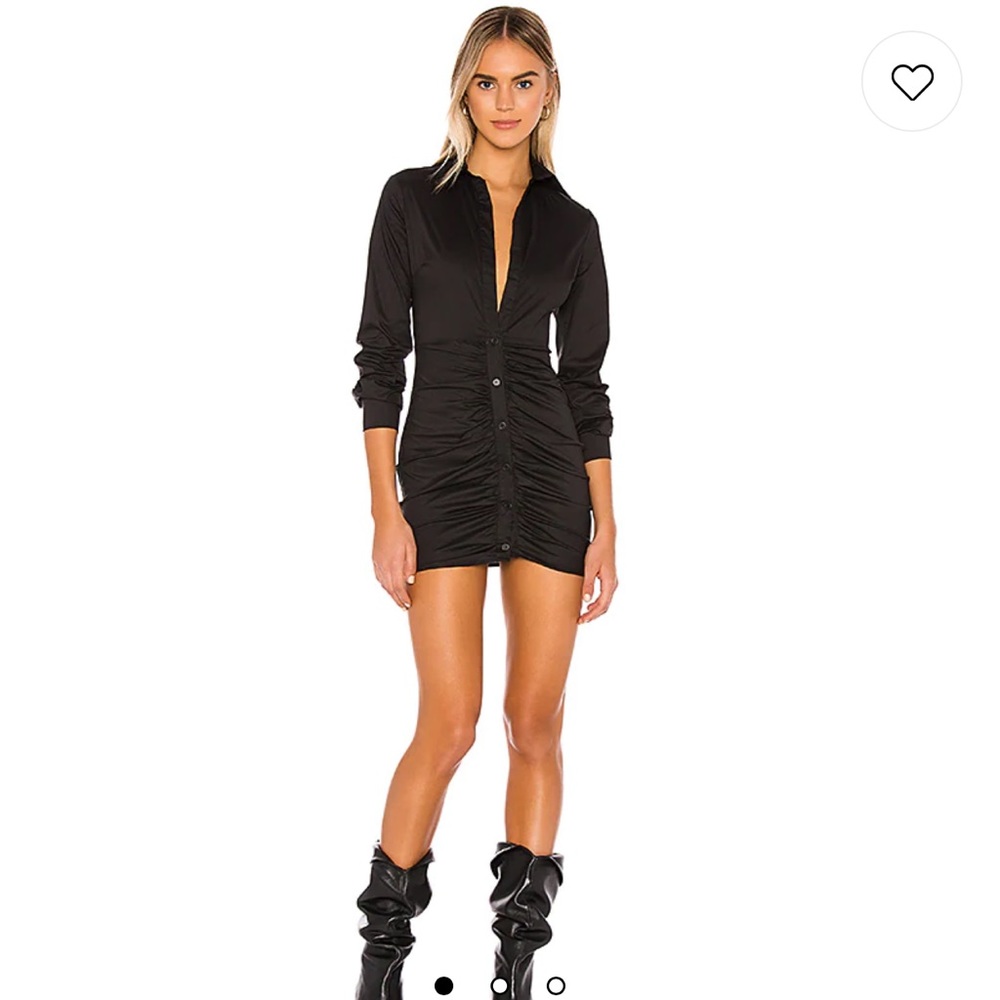 Superdown Black Ruched Shirt dress